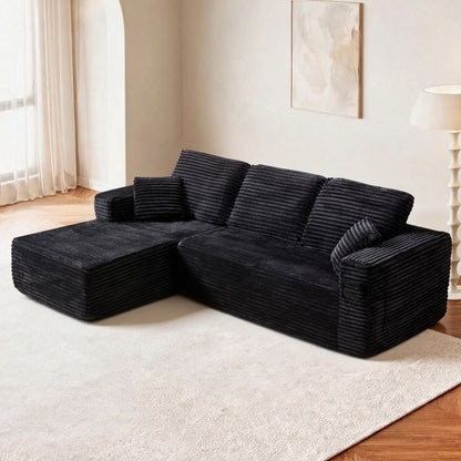 100.39'Cloud Sectional Couch with L-Shape Chaise,Modern Modular Sofa wit Deep Seat,No Assembly Required,Compressed packaging,Pocket spring and Foam,Plush Fabric Black