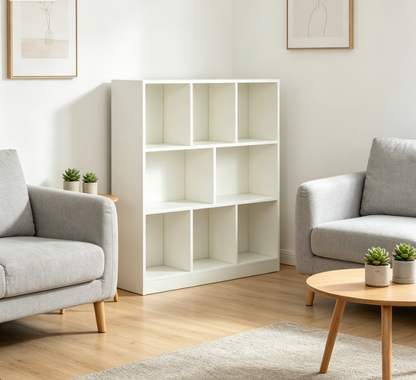 Eight layer simple household white bookshelf