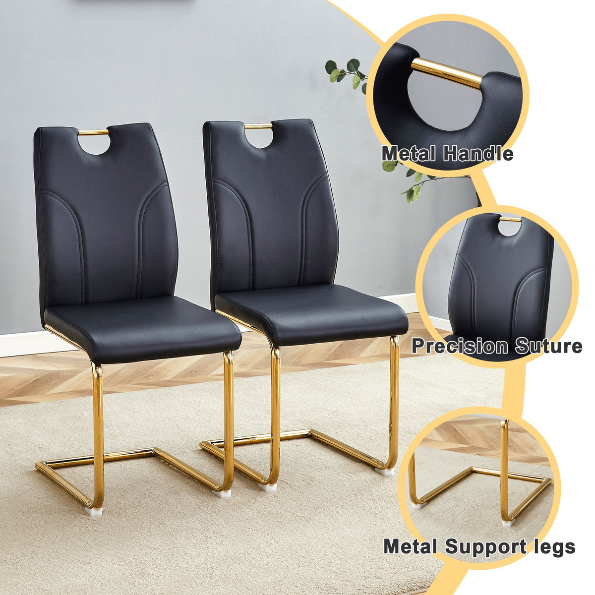 Modern dining chair with PU cushion seat dining chair Living Room Chair Upholstered chair with gold-plated leg leg design, kitchen, living room, bedroom, dining room side chair set of 6.W2920P233522