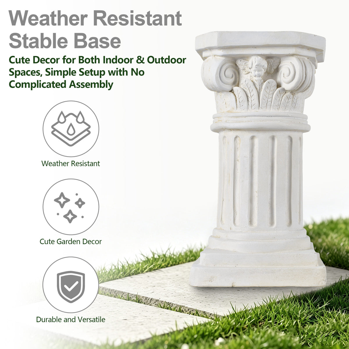 18' Sculptures Garden Statues, Large Roman Column Pedestal Angel Style, Magnesium Oxide Stone Composite Outdoor Garden Plant Stand Decor for Yard Patio Wedding, Ideal Home & Backyard Decoration