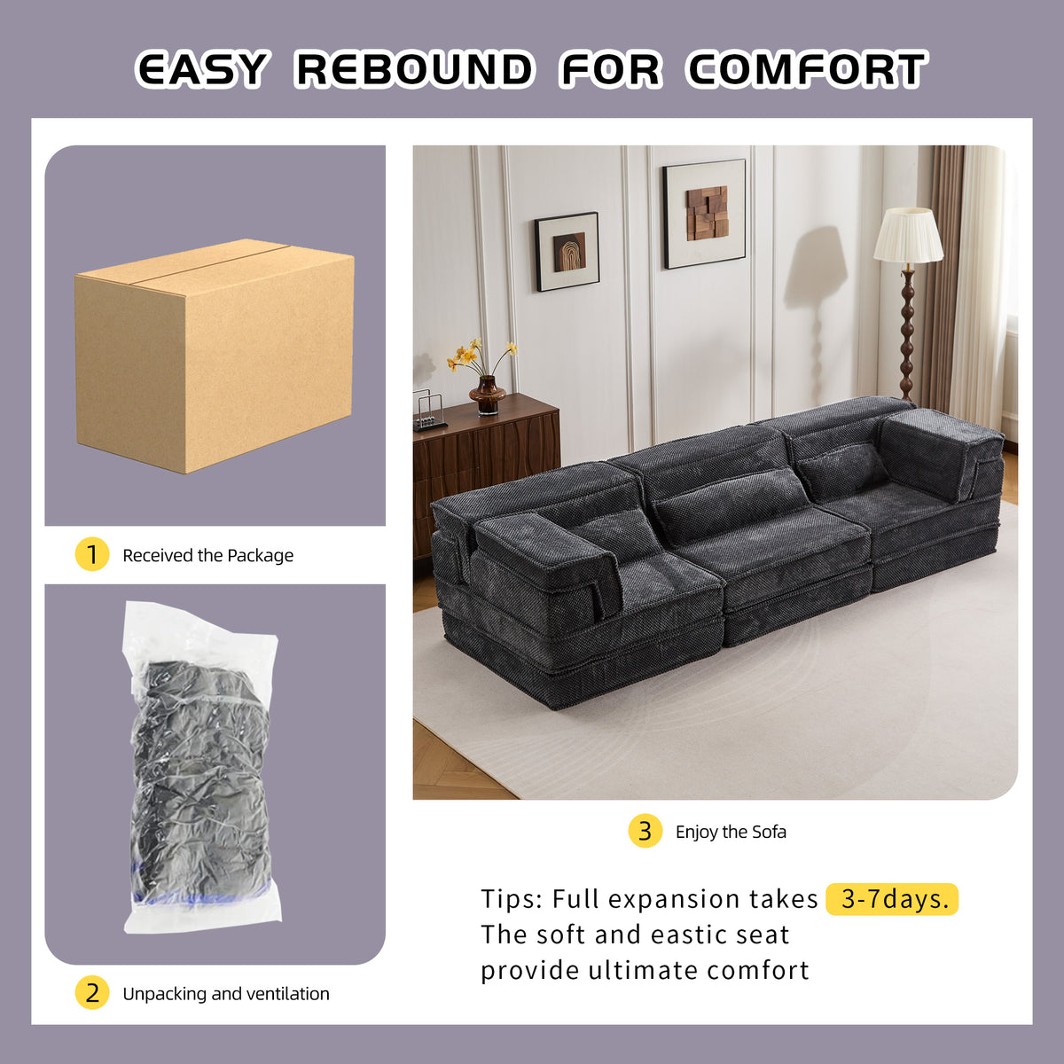 Compression Mahjong Sofa, Convertible Floor Sofa Bed, DIY Boneless Modular Sectional Sofa, No Assembly Required, Circle fleece fabric – Gray