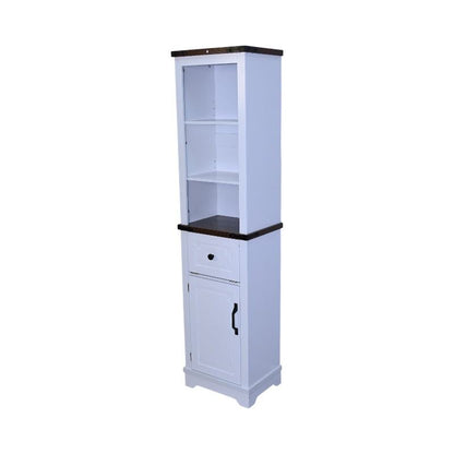 Narrow cabinet, Bathroom Storage Cabinet, Farmhouse Storage Cabinet with Adjustable Shelves & Storage Drawer, Tall Linen Tower – Black