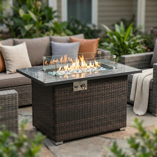 44" Propane Gas Fire Pit Table, 50000 BTU Rectangular Fire Pit