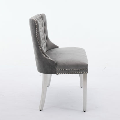 Velvet Double Dining Loveseat Bench, Kitchen & Dining Seating, 2-Seat Tufted Bench w/Handmade Buttons, Wing Back