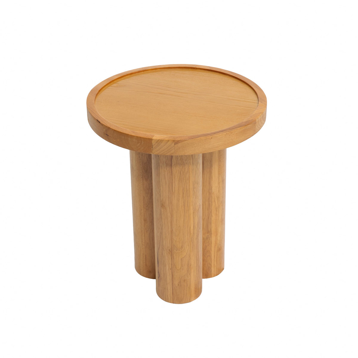 Round Solid Wood End Table,Natural