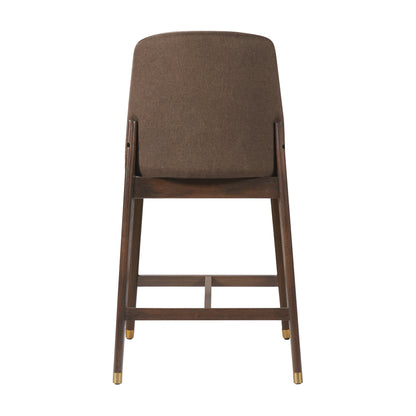 Clara Indoor Wooden Upholstered Counter stool, Walnut Finish with Taupe Cushion, Set of 2