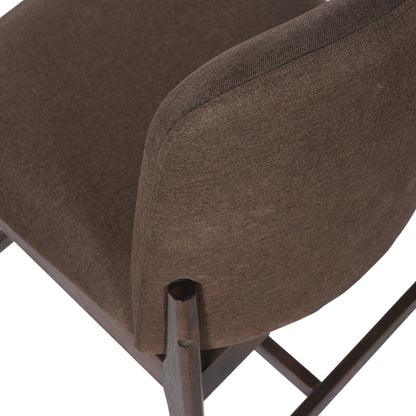 Clara Indoor Wooden Upholstered Counter stool, Walnut Finish with Taupe Cushion, Set of 2