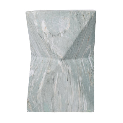 18.5"H Modern Geometric MGO Side Table, Hourglass Accent Table with Faux Marble Finish - Weather Resistant End Table for Indoor and Outdoor Use, Living Room, Bedroom & Patio, Green Marble