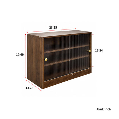Kitchen Countertop Storage Cabinet, Glass Door Cupboard, Counter Food Organizer for Spice, Coffee Supplies