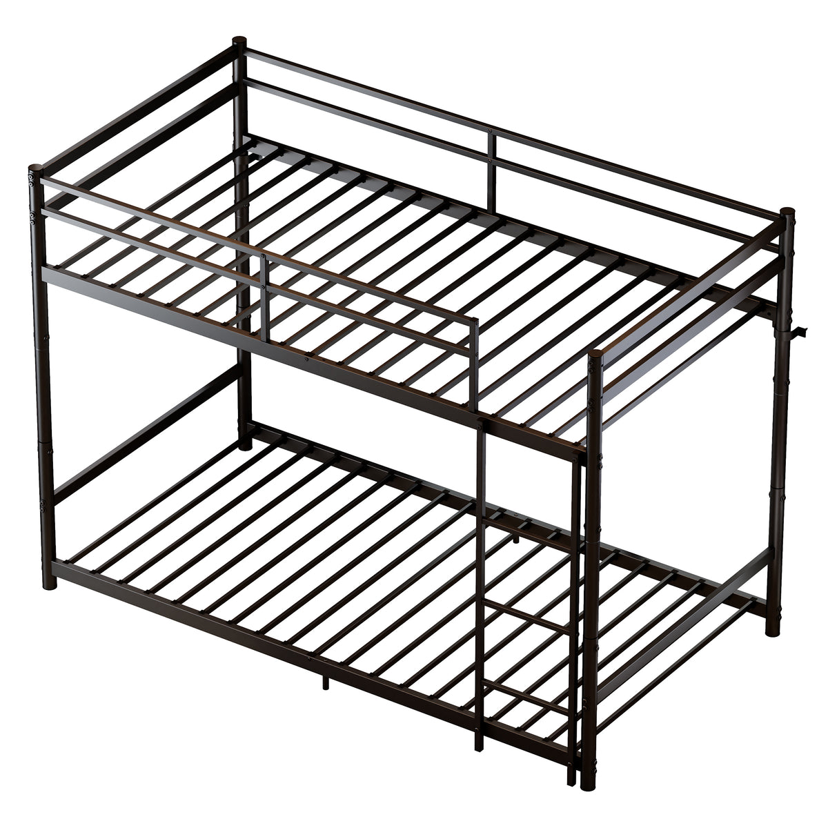 Heavy Duty Metal Twin Over Twin Bunk Bed, Convertible to 2 Separated Twin Beds, Noise-Free Steel Frame with Rubber Anti-Slip Ladder & 11.3" Guardrails, 400/485 LBS Weight Capacity, Black