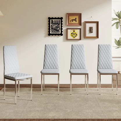 Modern Style Dining Chairs Set of 4 in Light Gray, Essential for Minimalist Homes.Meeting Family Dining Needs, PU Material Seat