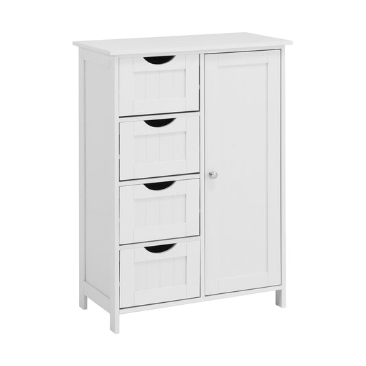 White Bathroom Storage Cabinet, Floor Cabinet with Adjustable Shelf and Drawers