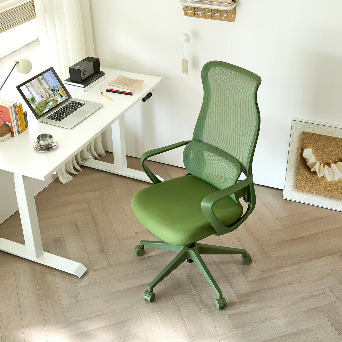 Ergonomic Colorful Office Chair 350LBS Home Office Mesh Breathable High Back, With Adjustable Lumbar Support Computer Chair - Green