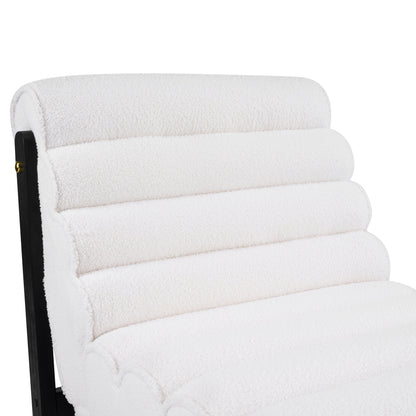 Fluffy Accent Chair White with Black Solid Wood Frame