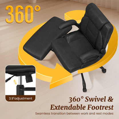 Cross Legged Office Chair with Arms, Wide Criss Cross Chair with Wheels, 360° Rotating Footrest, Height Adjustable Swivel Chair for ADHD,  Ergonomic Office Chair for Home Office Relaxing