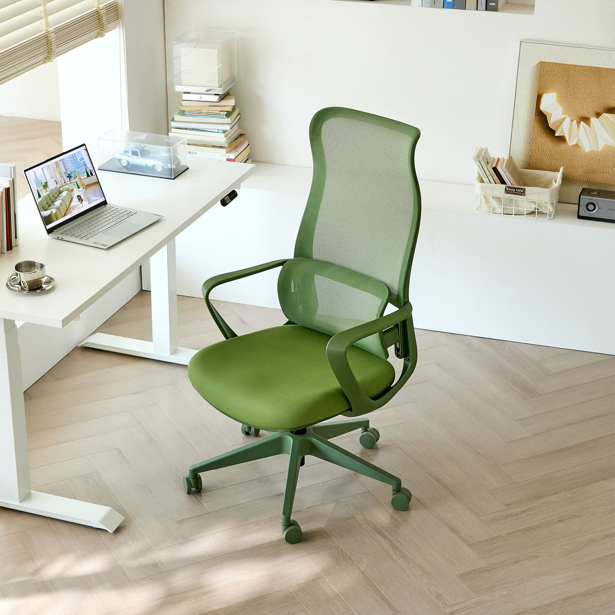 Ergonomic Colorful Office Chair 350LBS Home Office Mesh Breathable High Back, With Adjustable Lumbar Support Computer Chair - Green