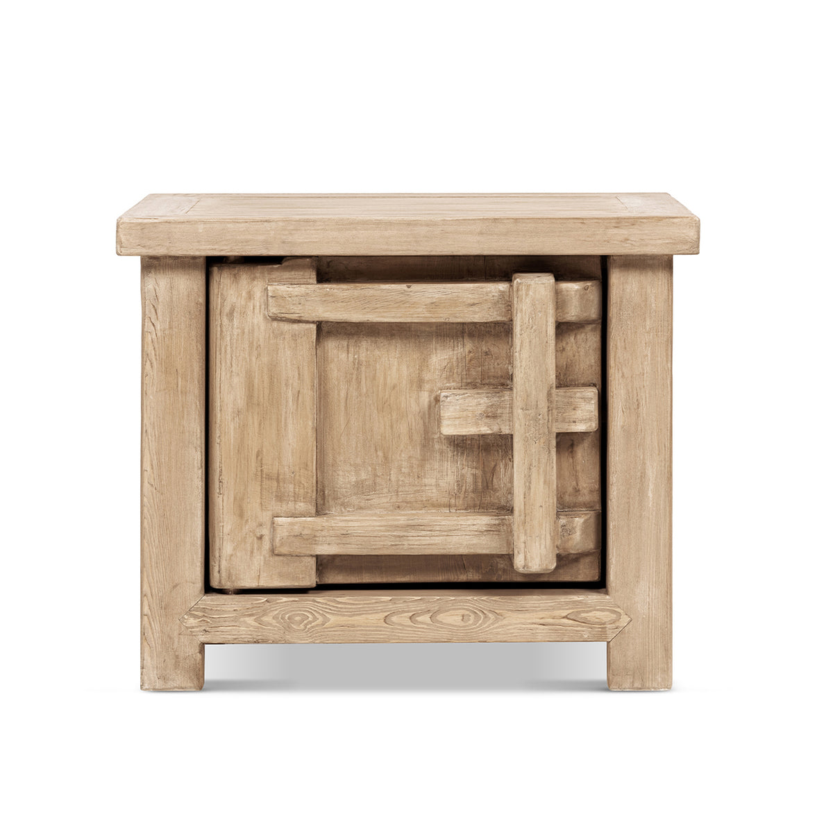 Rowan 28.5" Solid Reclaimed Pine Right Side Table, Natural Brown Reclaimed Pine