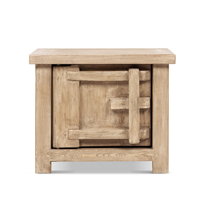 Rowan 28.5" Solid Reclaimed Pine Right Side Table, Natural Brown Reclaimed Pine