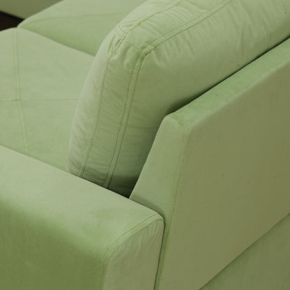 95.5 x 75 Inches Width Apple Green Modular L-Shaped Sectional Sofa 6-Seater 4-Piece Massa Flannel  Fabric Couch with Chaise