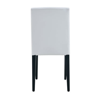 Pull table dining chair set, white medium density fiberboard tabletop with black metal table legs, extendable pull table+6 modern Mid-Century Modern Dining Chairs