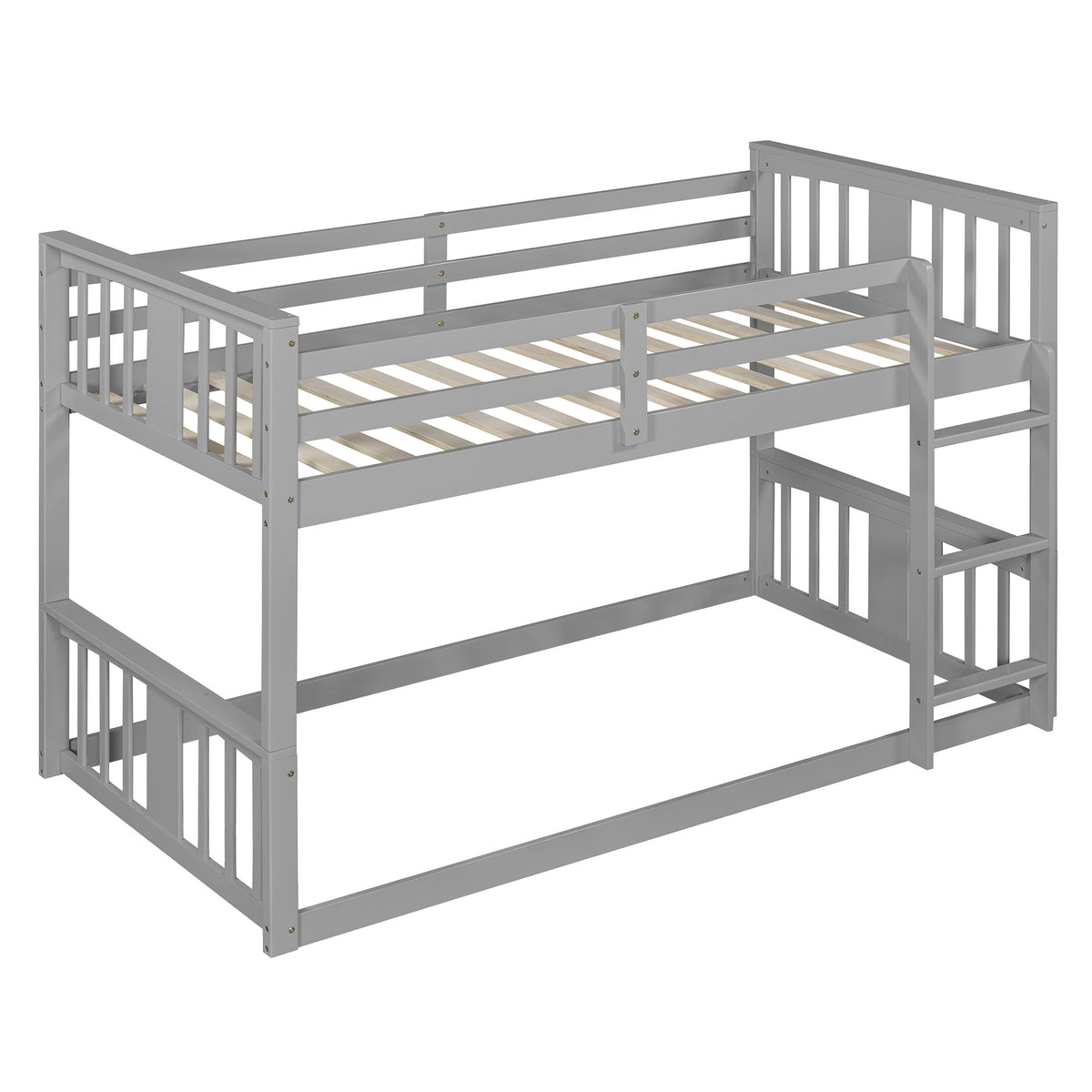 Twin Over Twin Bunk Bed with Ladder, Gray (Old SKU:N708P242163E)