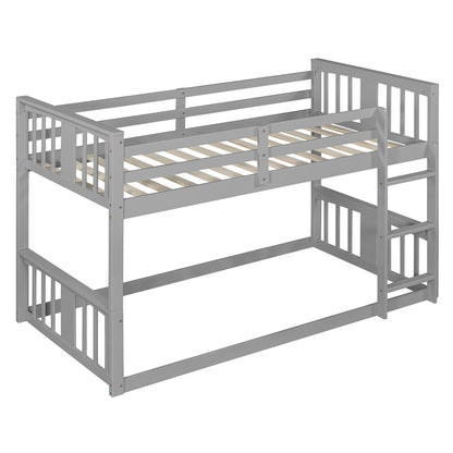 Twin Over Twin Bunk Bed with Ladder, Gray (Old SKU:N708P242163E)