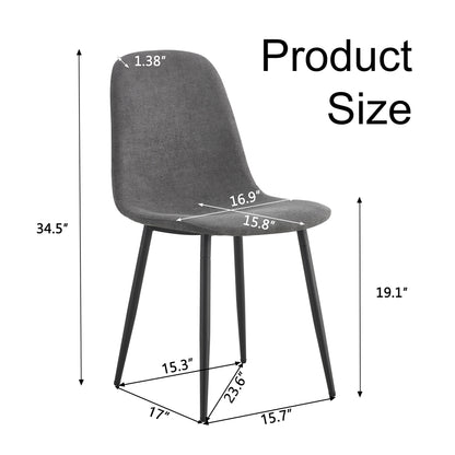 Comfortable Linen-Cotton Dining Chair Set - Six Pieces in Dark Gray.Integrated Seat and Backrest,Linen-Cotton Material,Modern Home Matching.W1151124300