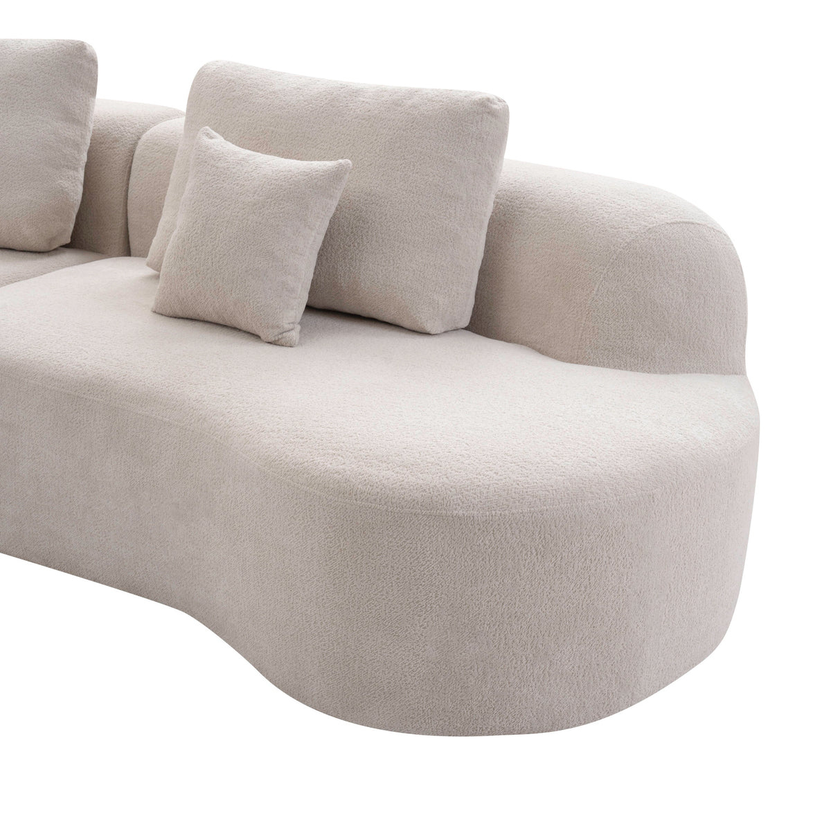 136.9" Camel Modular Curved Sectional Sofa, Vacuum Compressed Cloud Couch, Oversized Corner Sofa Set with Throw Pillows, No Assembly Required, Deep Seat Curved Sofa for Large Living Room.