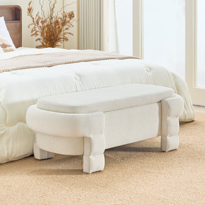 48.8" Ottoman with Storage,Storage Bench,Upholstered Entryway Bench with Seating, End of Bed Ottomans for Living Room, Bedroom, Modern Entryway Benchs,Beige