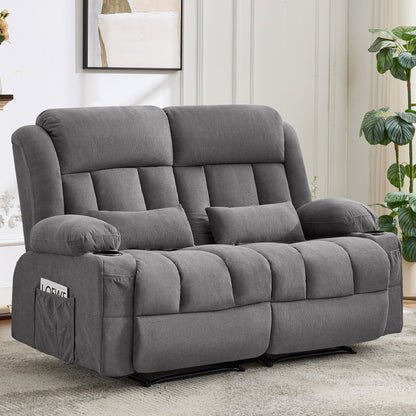 Reclining Loveseat Sofa for Living Room, Ergonomic Backrest with Cup Holders&Side Pockets