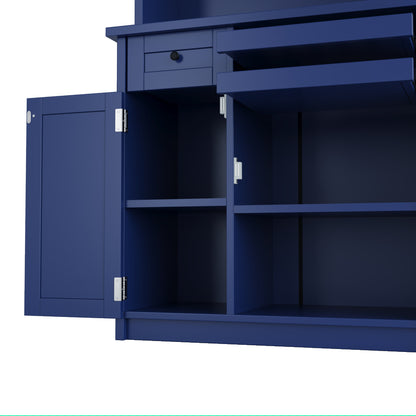 [Assembly Video Provided] TOPMAX Farmhouse 35.4x17.7x74.8inch Freestanding Buffet with Hutch – Blue