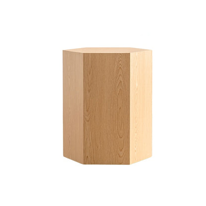 Hexagon MDF Coffee Table - Nature Wood Grain Sticker Side Table, Modern Fully Assembled End Table for Small Spaces (Living Room/Bedroom, 15.75"×13.58"×18.9")