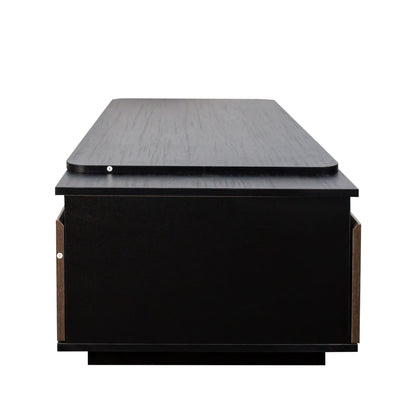 Extendable Coffee Table, Length Adjustable Wood Coffee Table with 2 Storage Drawers, Large Long Rectangular Center Table