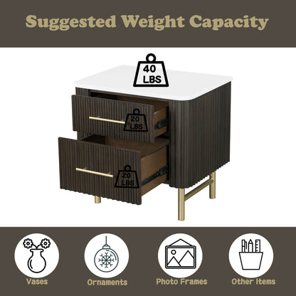 Clayten Espresso Nightstand w/Engineering Natural Marble Top