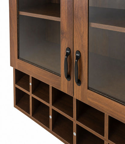 Wall-Mounted Wine Cabinet with Glass Doors, Hanging Wine Rack Storage Cabinet for Home Kitchen Dining Room
