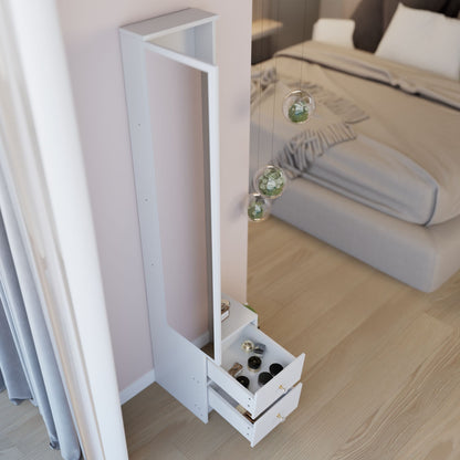 Simple Stylish Dressing Mirror Cabinet, Cosmetic Organizer Cabinet, Jewelry Cabinet, Extra Large Full Body Mirror, Multi Layer High Capacity Storage, 11.8" x 15.7" x 63", EPA, GCC, UL Certificate