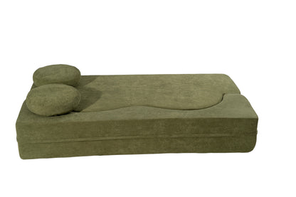 2-in-1 Folding Sofa Bed with Pillow, Twin Sleeper Sofa, Floor & Futon Loveseat Couch, Foam Folding Mattress Sleeper for Living Room, Guest Use, Office, Apartment, No Assembly Required,Green