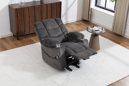 Ultra wide electric lounge chair with hot massage heating and auxiliary standing function - velvet rotating lounge chair for living room, bedroom, and office use
