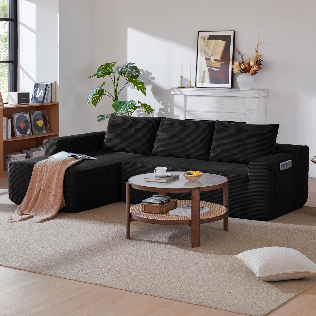 96.9" Cloud Sectional Couch with L-Shape Chaise, Modern Modular Sofa with Deep Seat, Upholstered Couches, No Assembly Required – Model W3975P412667