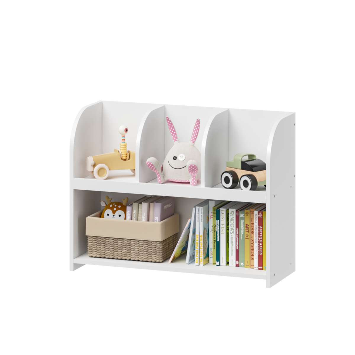 Kids Bookcase with 4 Compartments, Storage Book Shelf, Storage Display, Rack, Toy Organizer for Children's Room
