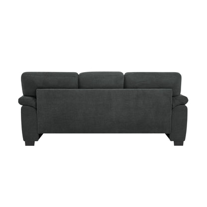 3-Seater Sofa, Dark Gray Upholstered Couch, Modern Living Room Furniture, Textured Fabric Sofa, Minimalist Settee, Comfortable Armchair, Sturdy Frame Sofa