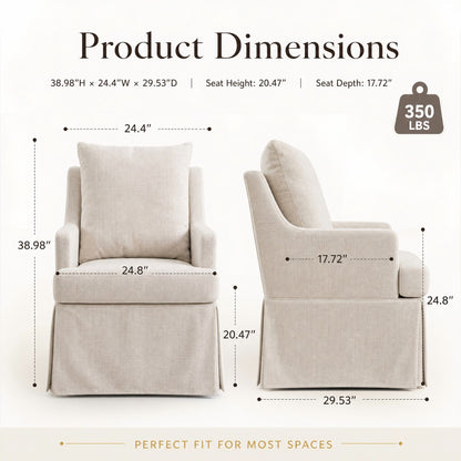 Upholstered Dining Chairs Set of 1, Modern Kitchen Chair Dining Room Chair with 4 Casters, Linen Armchair for Bedroom Reading Room Living Room, Beige