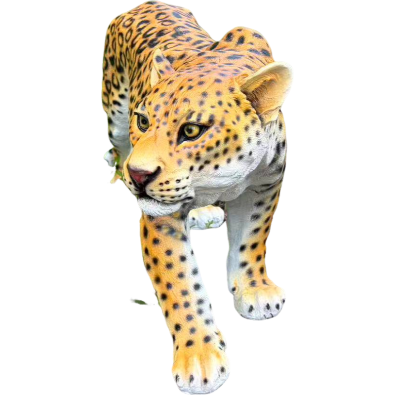 Realistic Leopard Garden Statue, 32'' Lifelike Resin Cheetah Sculpture, Waterproof Wildlife Animal Ornament for Yard Lawn Patio Backyard Outdoor Landscape Decor