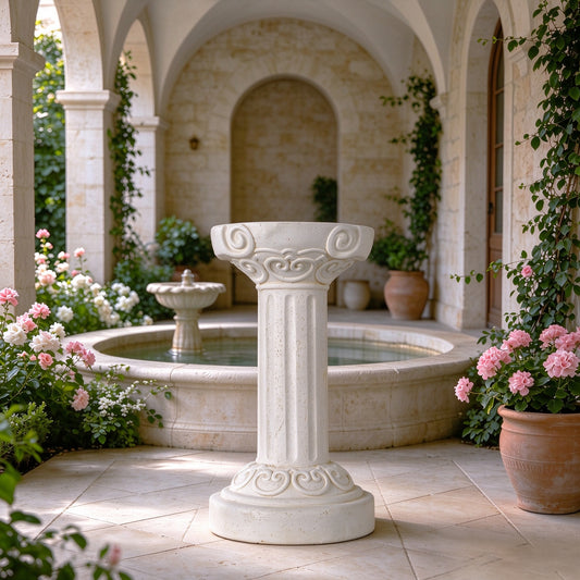 20.08' Sculptures Garden Statues, Large Roman Column Pedestal Cylinder Style, Magnesium Oxide Stone Composite Outdoor Garden Plant Stand Decor for Yard Patio Wedding, Ideal Home & Backyard Decoration