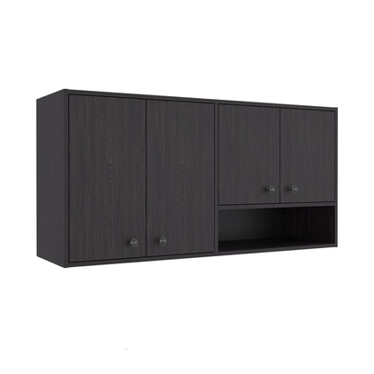 Napoleon Wall-Mounted Kitchen Cabinet with 4 Door Closed Storage Cabinets, Interior Shelves and Open Small Storage Space