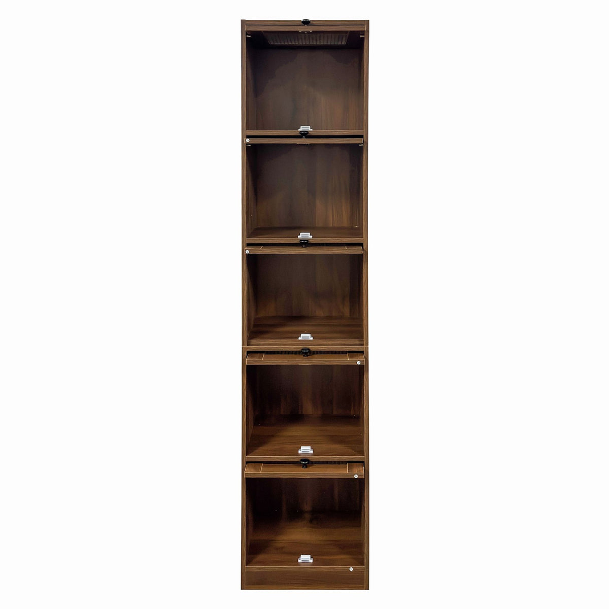 5-Tier Slim Tall Bookcase, Narrow Storage Cabinet with  Glass Flip Up Doors, Freestanding  Display Bookshelf, Vertical Corner Storage Organizer for Living Room, Bedroom, Home Office