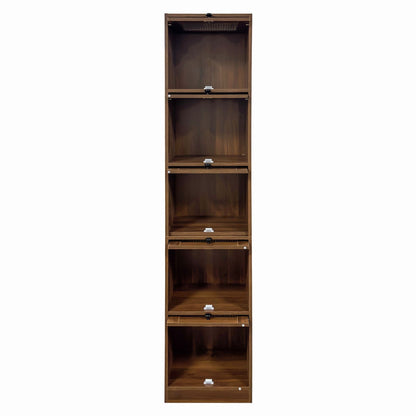 5-Tier Slim Tall Bookcase, Narrow Storage Cabinet with  Glass Flip Up Doors, Freestanding  Display Bookshelf, Vertical Corner Storage Organizer for Living Room, Bedroom, Home Office