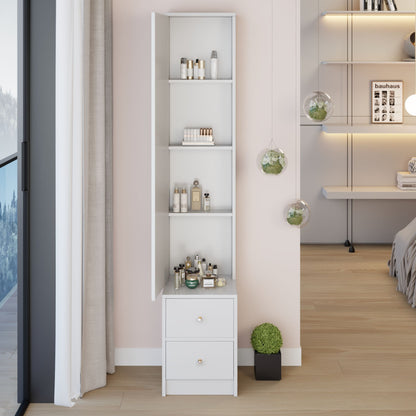 Simple Stylish Dressing Mirror Cabinet, Cosmetic Organizer Cabinet, Jewelry Cabinet, Extra Large Full Body Mirror, Multi Layer High Capacity Storage, 11.8" x 15.7" x 63", EPA, GCC, UL Certificate