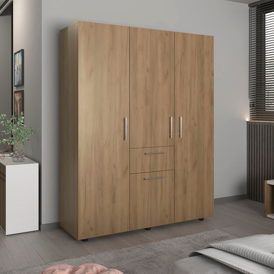 Bariloche 70' High Four-Door, One Drawer Armoire with Three Hanging Rods and Seven Storage Shelves, Bedroom Wardrove
