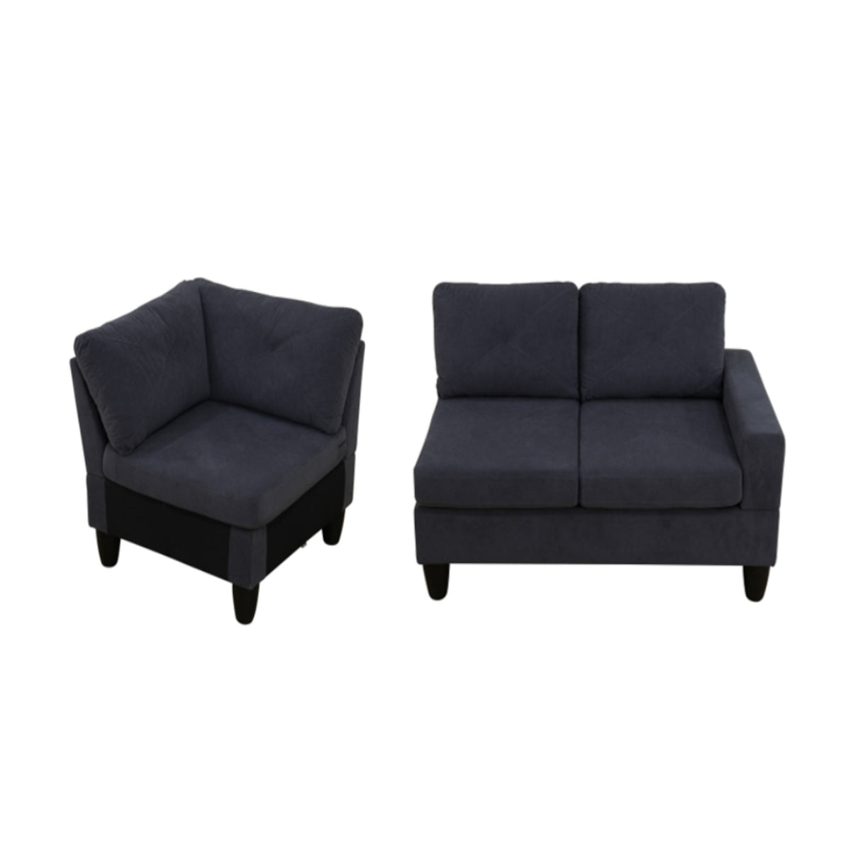 95.5 x 75 Inches Width Dark Grey Modular L-Shaped Sectional Sofa 6-Seater 4-Piece Massa Flannel Fabric Couch with Chaise